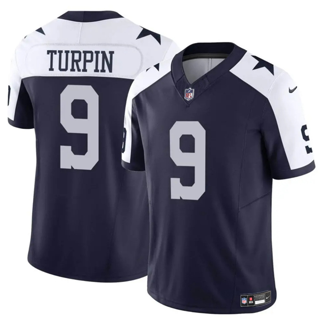 Men's Dallas Cowboys #9 KaVontae Turpin Navy/White Thanksgiving Vapor Untouchable Limited Stitched Football Jersey